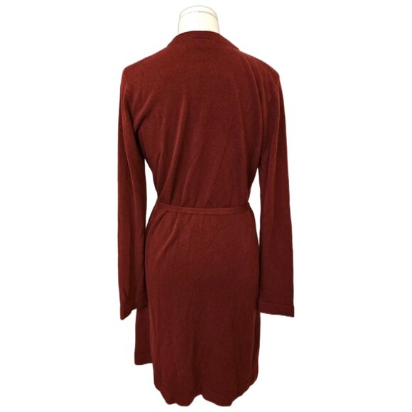 Vintage Y2K Suzy Shier Tight Knit Cardigan Burgundy Red Sweater Belt Fall Sz M - Picture 7 of 9